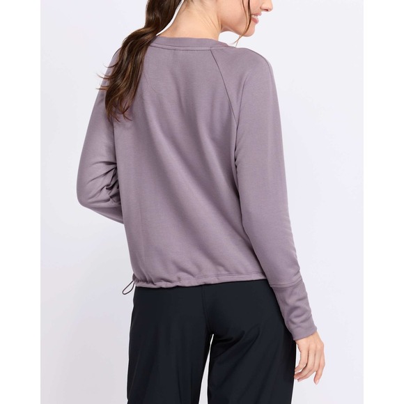 We Wander LuxLoop Cropped Cinched Modal Fleece Sweatshirt - XS Light‎ Purple NWT - Picture 2 of 9